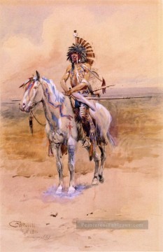 Charles Marion Russell œuvres - guerrier Mandan 1906 Charles Marion Russell